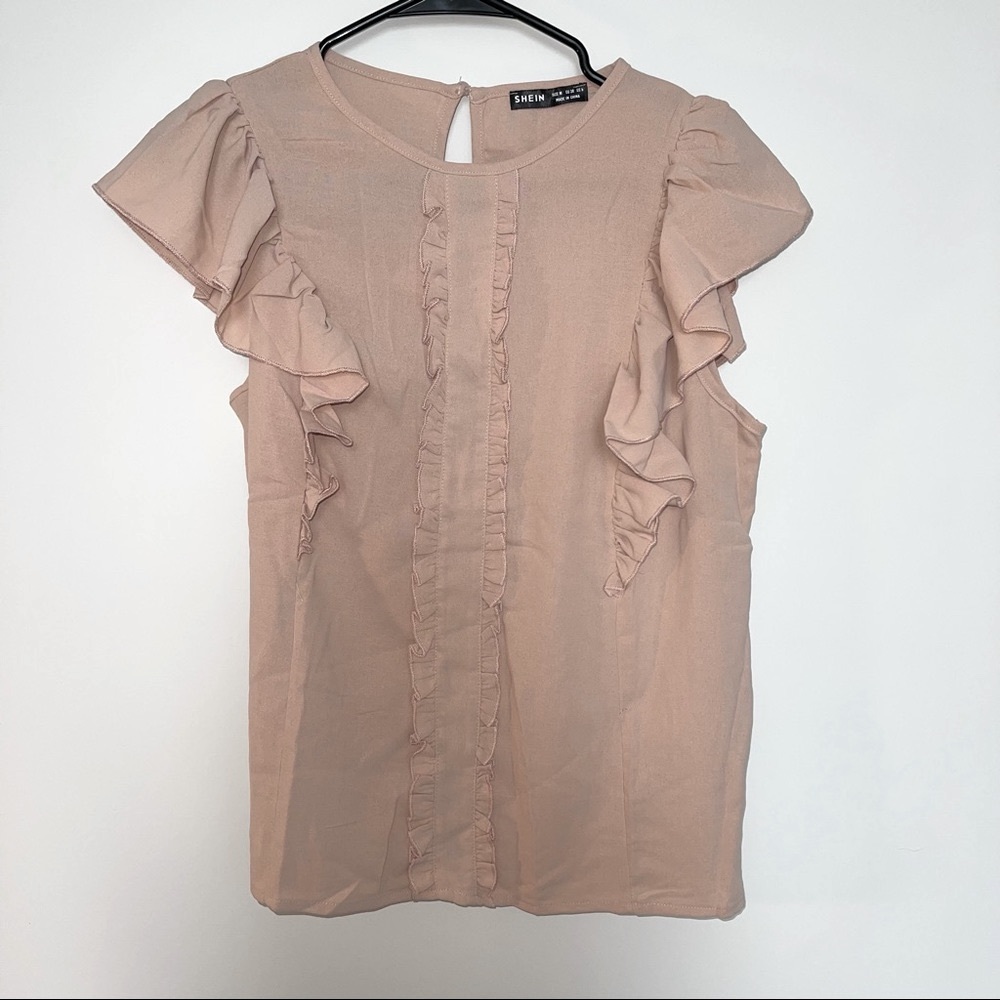SHEIN ruffled detailed nude pink blouse